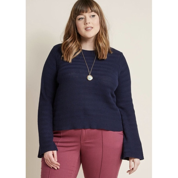 Modcloth Sweaters - ModCloth Navy Blue Bell Sleeve Sweater